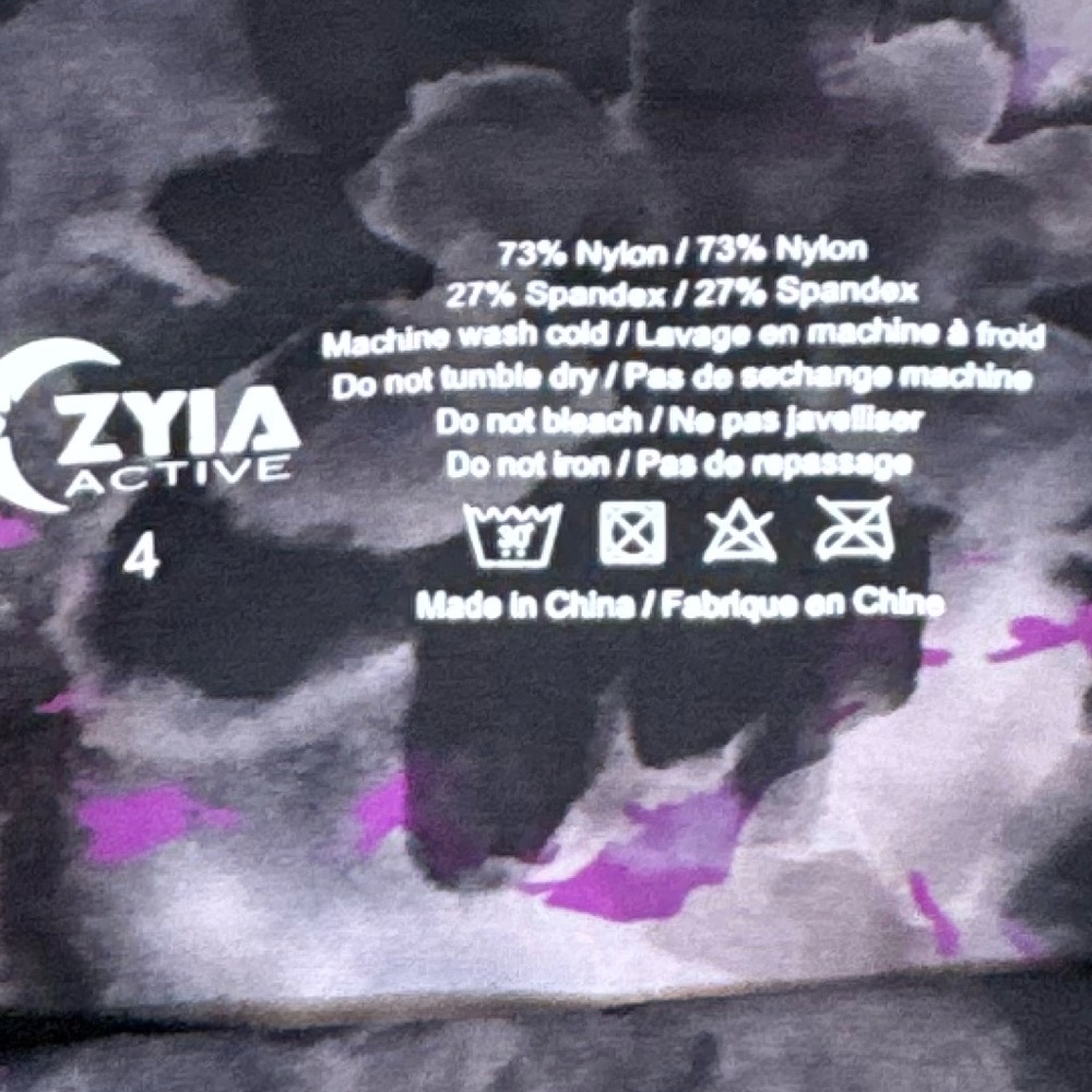 ZYIA Active Black and Purple Floral Leggings Size 4
28” - Picture 4 of 5